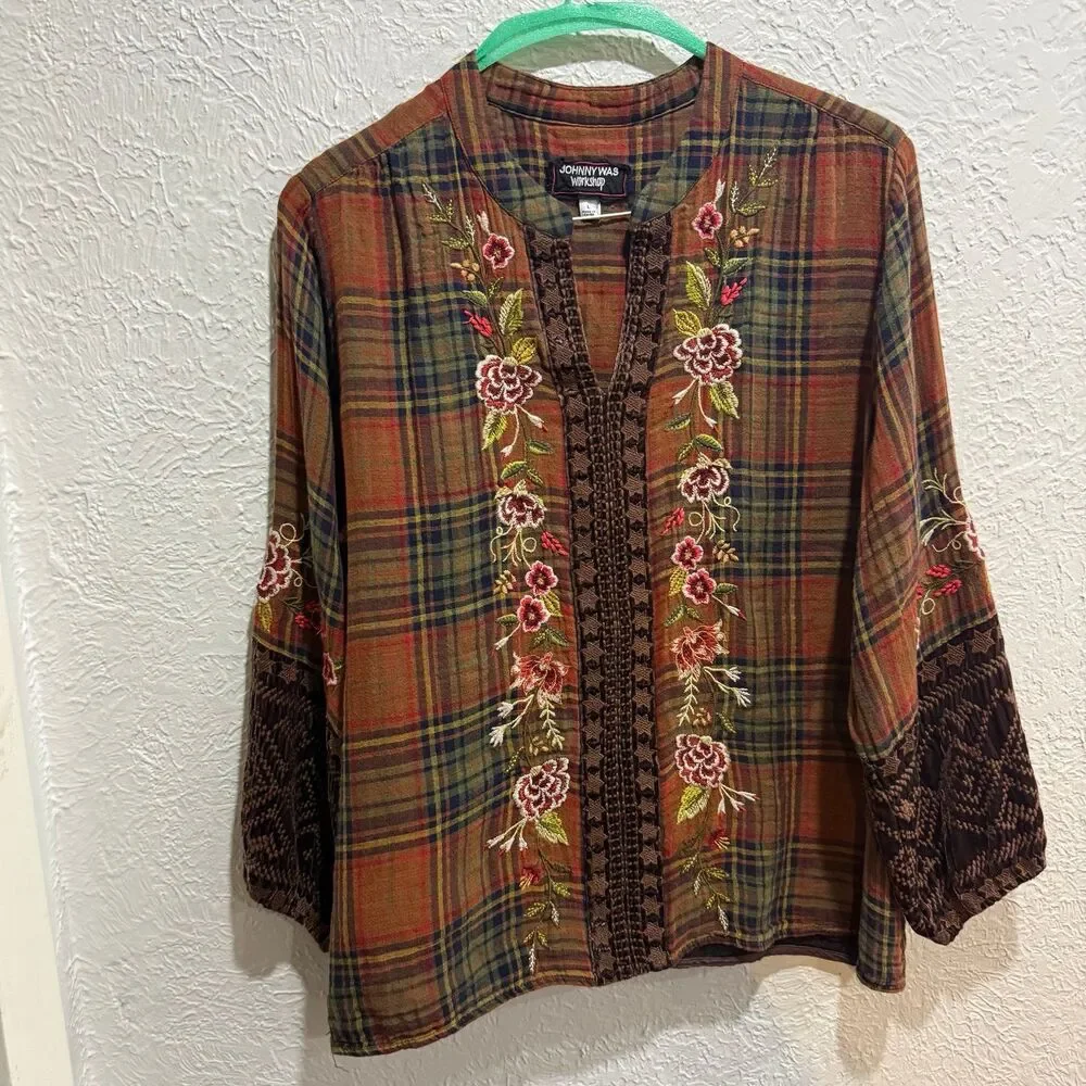 Johnny Was Workshop Embroidered Flannel large